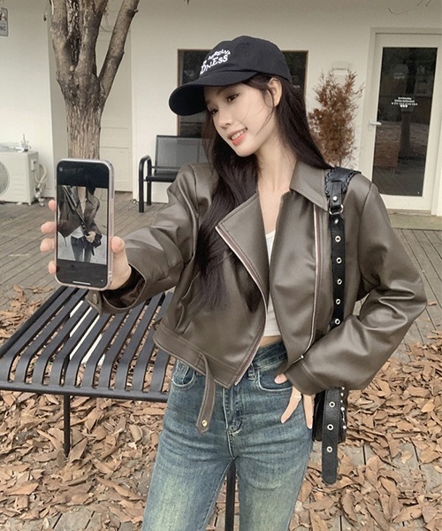 「gossip!ロサンゼルス」 ライダースジャケット L ブラウン レディース_画像9