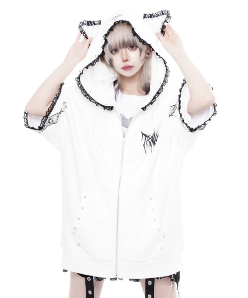 TRAVAS TOKYO ハート有刺鉄線パーカー WHITE TRAVAS TOKYO（トラバストーキョー） パーカー 「TRAVAS TOKYO
