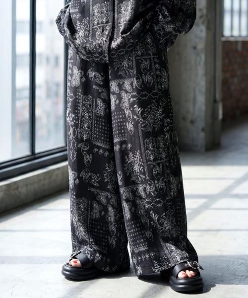 TODAYFUL ペイズリー柄 ワイドパンツ ブラック　36 antiqua（アンティカ） ワイドパンツ パンツ ペイズリー調 総柄 ロング