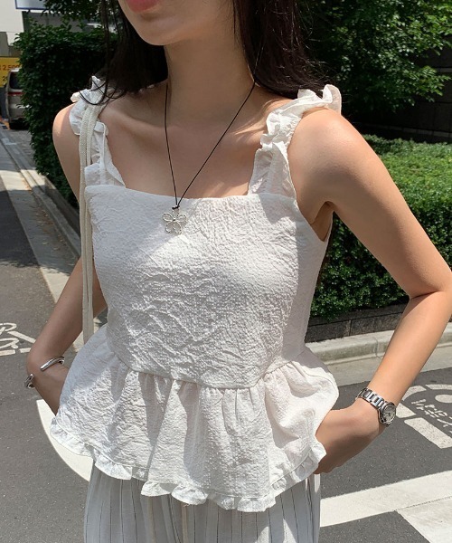 FAVORITO タンクトップ ノースリーブ リボンデザインリバーシブル