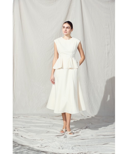 Audire×Estella.K フレンチペプラムドレス　エステラケー Estella.K ワンピース 「Audire×Estella.K」Staycation peplum dress