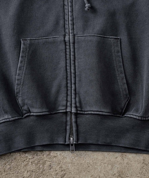 ADAMASTE 短丈 ダークグレー フルジップ パーカー L 値下げ⭕️ ADAMASTE ジップアップパーカー MEDIUM ダークグレー メンズ