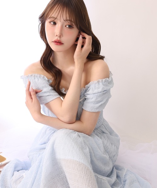 ワンピース ウエストシャーリングロングワンピースの画像