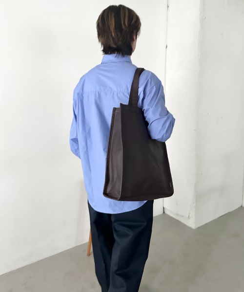 real design トートバッグ 「real design」PUレザー縦型トートバッグ