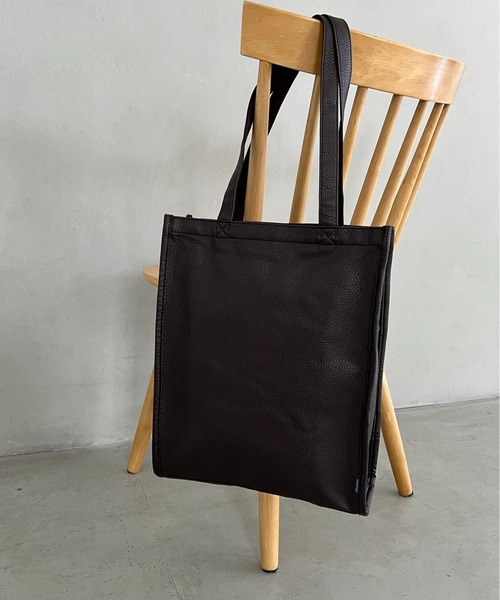 real design トートバッグ 「real design」PUレザー縦型トートバッグ