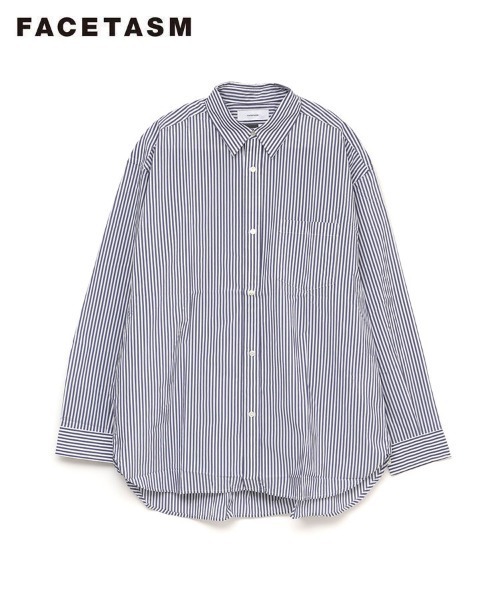 シャツ 「FACETASM」WRINKLE PLEAT SHORT / ネイビーストライプ 「MYK-SH-03」 メンズの画像