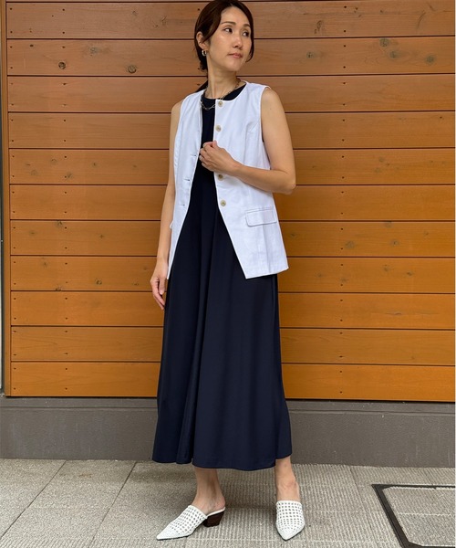 ワンピース BANANA REPUBLIC FACTORY STORE　　日本限定 ノースリーブ ニット マキシ トラペーズ ワンピースの画像