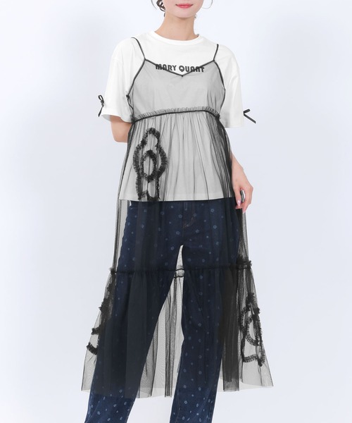 レディース 美品【マリークワント】デイジー ロゴ ツイード ラメ 