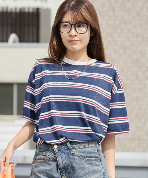 Chick tシャツ 半袖 Boxy-Fit Wide-Stripe T-Shirt / ボックス