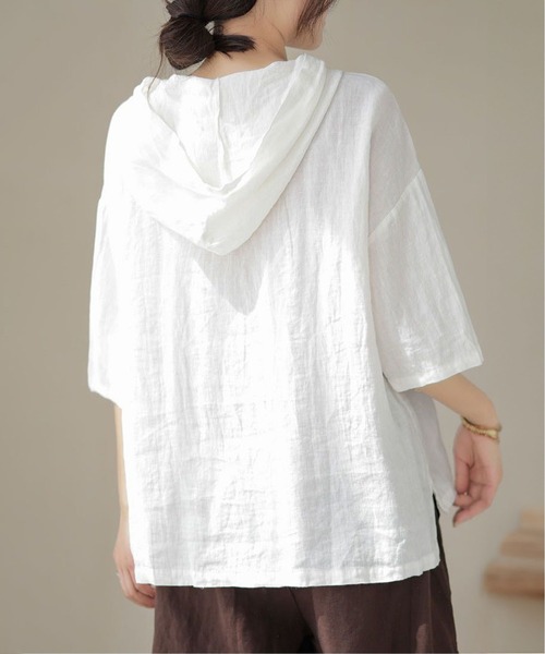 「BLANC FICELLE」 半袖シャツ M ホワイト レディース_画像7