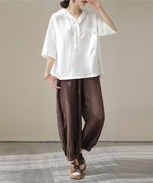 「BLANC FICELLE」 半袖シャツ M ホワイト レディース_画像9