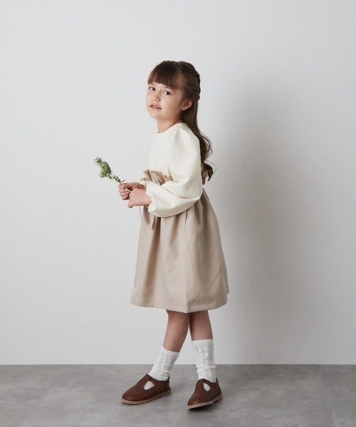 「riziere」 「KIDS」長袖ワンピース 110 ベージュ キッズ_画像3