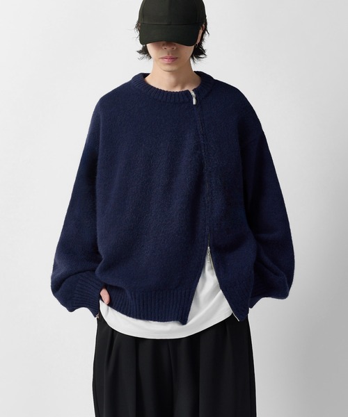 Dupe コットンニット ネイビー L 希少 英国 Lui's（ルイス） セーター ニット 「Neucon」TWIST-ZIP DESIGN OVER