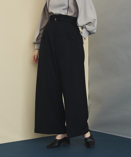 ワイドパンツ スラックス パンツ ワンタックワイドパンツ レディース | UNITED TOKYO | 02
