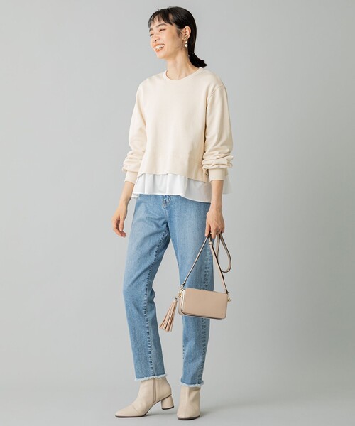 tシャツ 「洗える」コンビネーションスウェット プルオーバー レディース 組曲 tシャツ 「洗える」コンビネーションスウェット プル