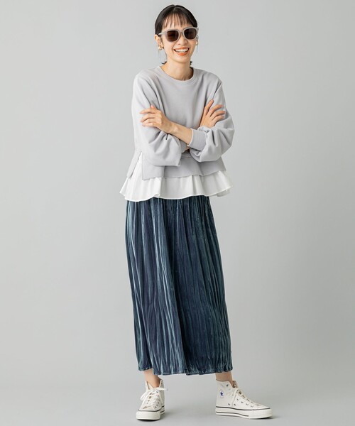 tシャツ 「洗える」コンビネーションスウェット プルオーバー レディース 組曲 tシャツ 「洗える」コンビネーションスウェット プル