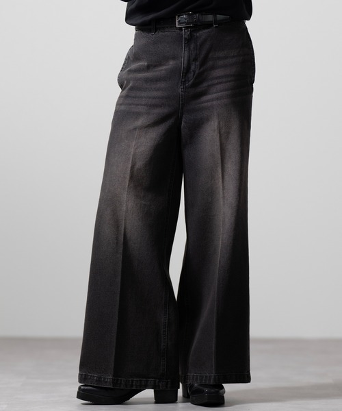 K*J様 LIMPID コーティング加工 ブラック フレアデニムパン CLEL（クレイル） ジーンズ 「CLEL」Vintage Design Flare Denim Pants