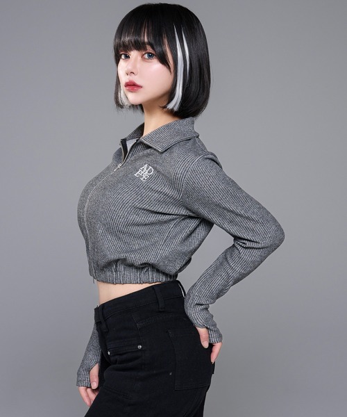 adree（アドリー） ニット セーター double zip up thumbhole knit