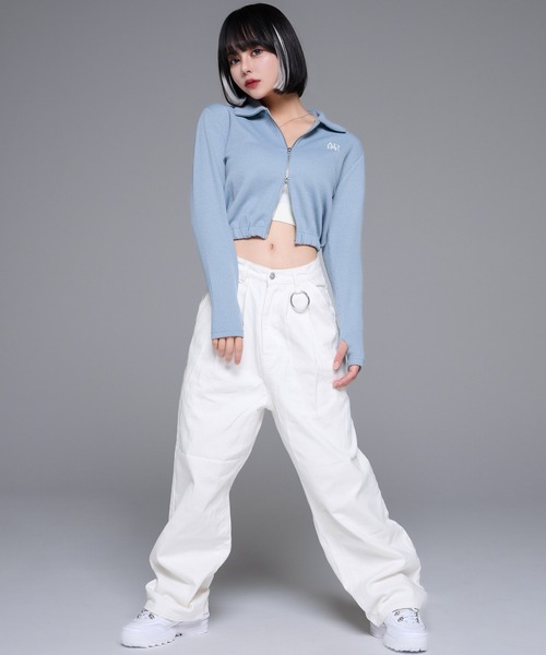 adree ニット セーター double zip up thumbhole knit tops