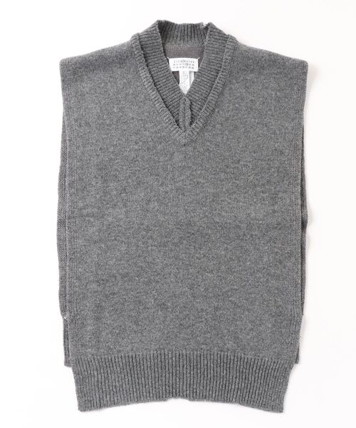 Maison Margiela ニットベスト グレー　訳あり Vネックニットベスト 860M GREY Maison Margiela メゾン