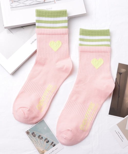 Lace Ladies 靴下 「7足セット」フェイクレイヤード配色