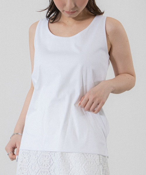 tシャツ 「小柄女性向け」肌触りなめらか 二重タンクトップ レディース
