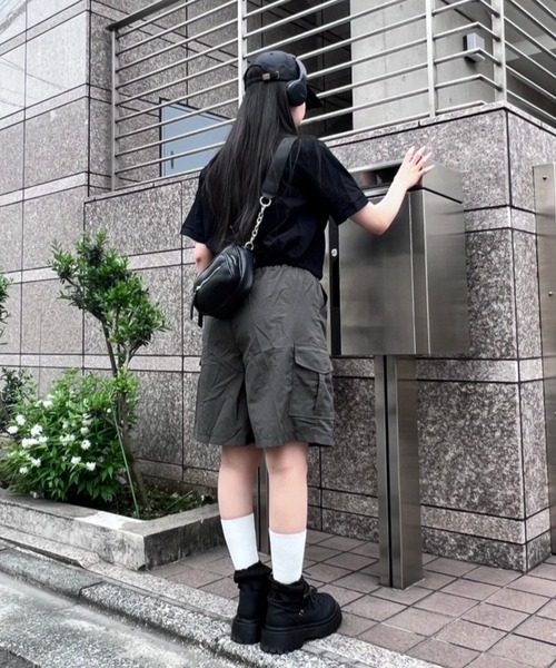ブラウス シャツ クロップトZIP半袖シャツ レディース