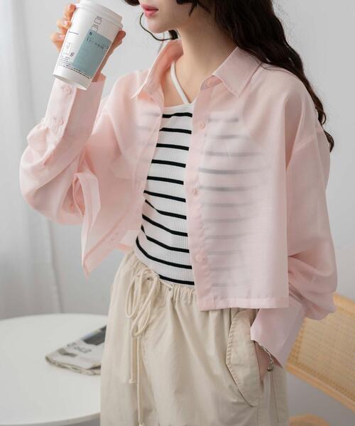 ブラウス シャツ バイオウォッシュ加工ショートシャツ レディース WEGO ブラウス シャツ WEGO/シアーショートシャツ レディース