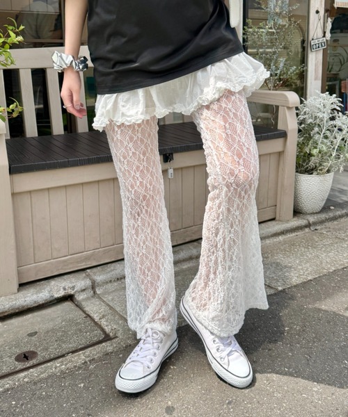 SOLLON. パンツ レースフレアパンツ/レギンスパンツ レディース