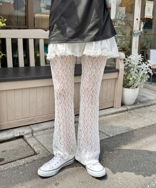 【DOLCE&GABBANA】フレアブランド ストレッチ レース パンツ Texture デニム フレアパンツ