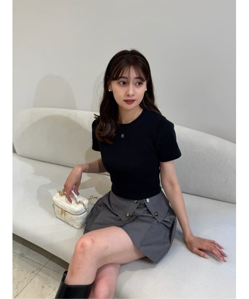 トップス Trois Logo Ribbed Tee Trois Logo Ribbed Tee（Tシャツ/カットソー）｜Her lip to