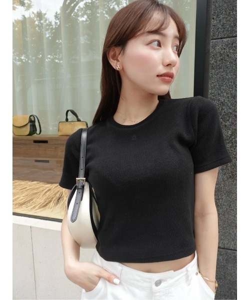 トップス Trois Logo Ribbed Tee Trois Logo Ribbed Tee（Tシャツ/カットソー）｜Her lip to