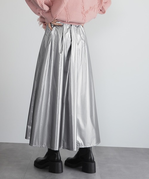 ELFRANK ロング スカート メタリックフレアスカート : ZOZOTOWN Yahoo
