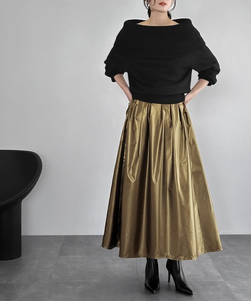 エルフランク【2024AW】メタリックフレアスカート ELFRANK スカート メタリックフレアスカート : ZOZOTOWN Yahoo