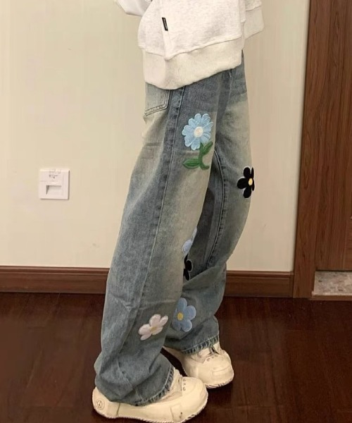 GEMEDA ジーンズ デニム デニムパンツ 花モチーフ レディース