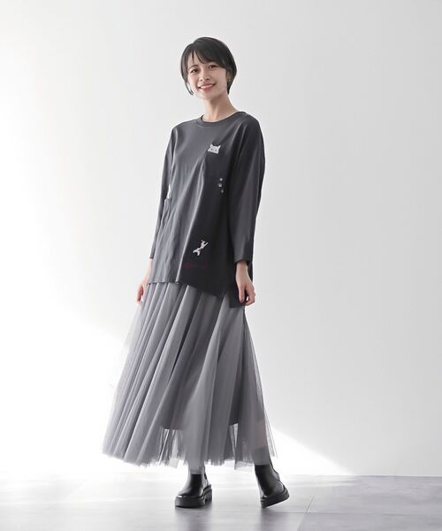 r・p・s tシャツ ねこだらけ3ポケット刺繍8分袖Tシャツ