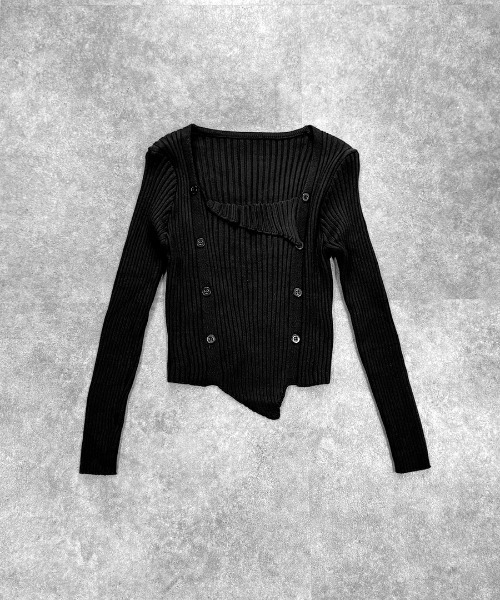 LVEU.（ラブユ） ニット セーター 「LVEU.」ボタンデザインリブニット