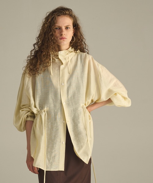 ブラウス シャツ 「KHA:KI / カーキ」 フーデッドシアーシャツ HOODED SHEER SHIRTS レディース