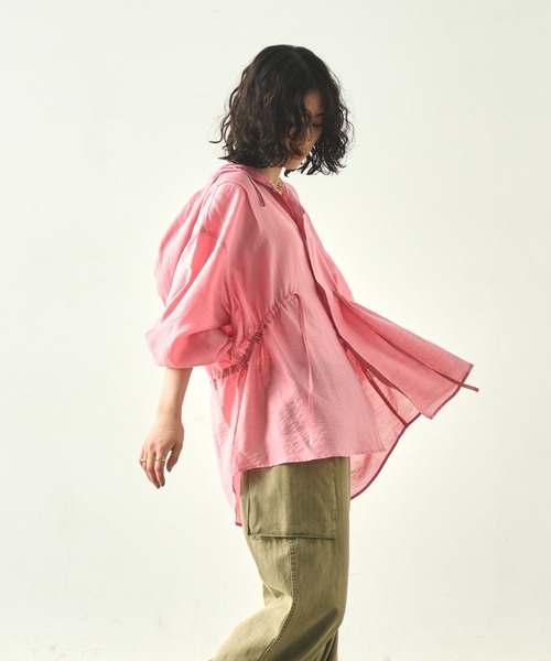 ブラウス シャツ 「KHA:KI / カーキ」 フーデッドシアーシャツ HOODED SHEER SHIRTS レディース kha:ki ブラウス シャツ 「KHA:KI / カーキ」 フーデッドシアー