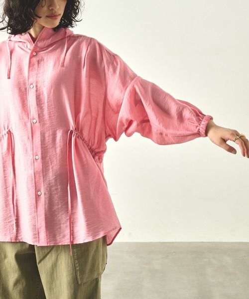 ブラウス シャツ 「KHA:KI / カーキ」 フーデッドシアーシャツ HOODED SHEER SHIRTS レディース kha:ki ブラウス シャツ 「KHA:KI / カーキ」 フーデッドシアー