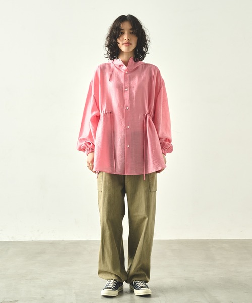ブラウス シャツ 「KHA:KI / カーキ」 フーデッドシアーシャツ HOODED SHEER SHIRTS レディース KHA:KI（カーキ） フーデッド シアーシャツ / レディース