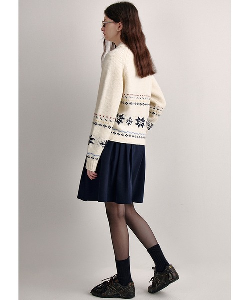 カーディガン ノルディック柄 ウールニットカーディガン FD24S356