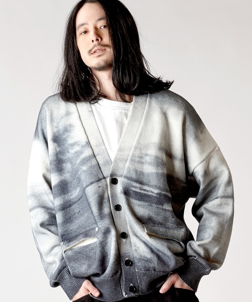 NO ID.（ノーアイディー） カーディガン 「NO ID.」Sunrise Print Knit