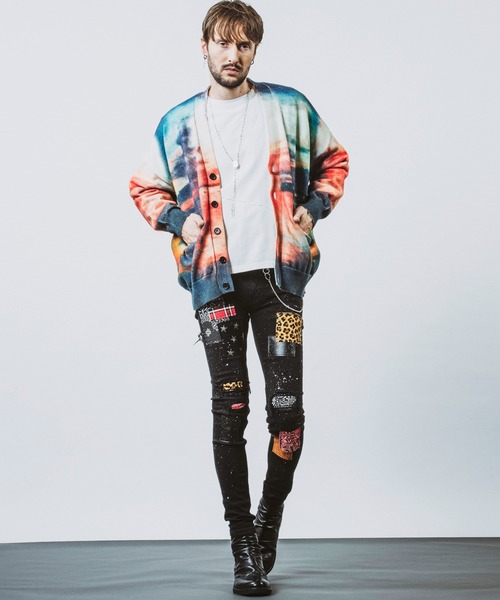 NO ID.（ノーアイディー） カーディガン 「NO ID.」Sunrise Print Knit