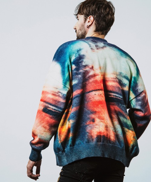 NO ID.（ノーアイディー） カーディガン 「NO ID.」Sunrise Print Knit