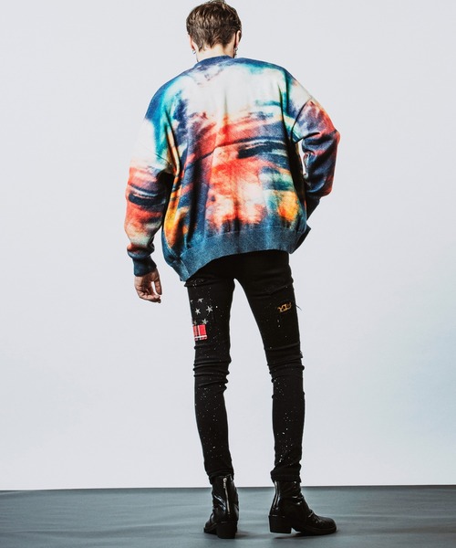 NO ID.（ノーアイディー） カーディガン 「NO ID.」Sunrise Print Knit