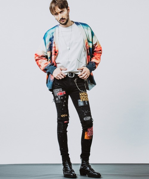 NO ID.（ノーアイディー） カーディガン 「NO ID.」Sunrise Print Knit
