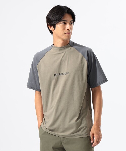 BEAMS GOLF tシャツ ORANGE LABEL / ラグラン切り替え モック