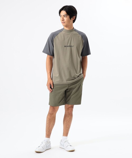 BEAMS GOLF tシャツ ORANGE LABEL / ラグラン切り替え モック