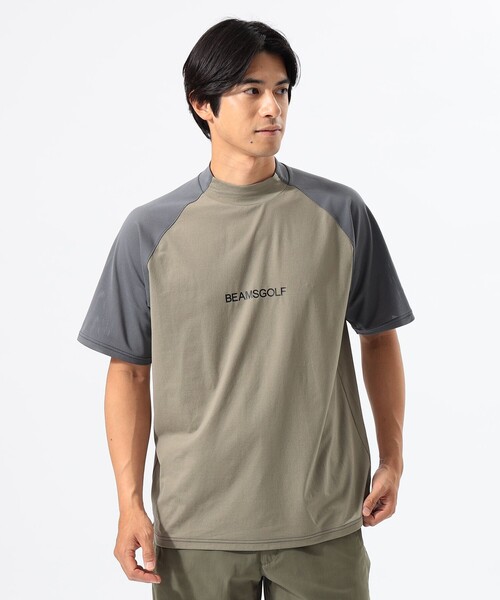 BEAMS GOLF tシャツ ORANGE LABEL / ラグラン切り替え モック